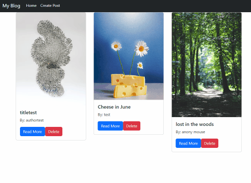Gif showcasing a React Blog Web App